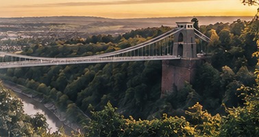 Illustration of a suspension bridge over the Avon Gorge in Bristol